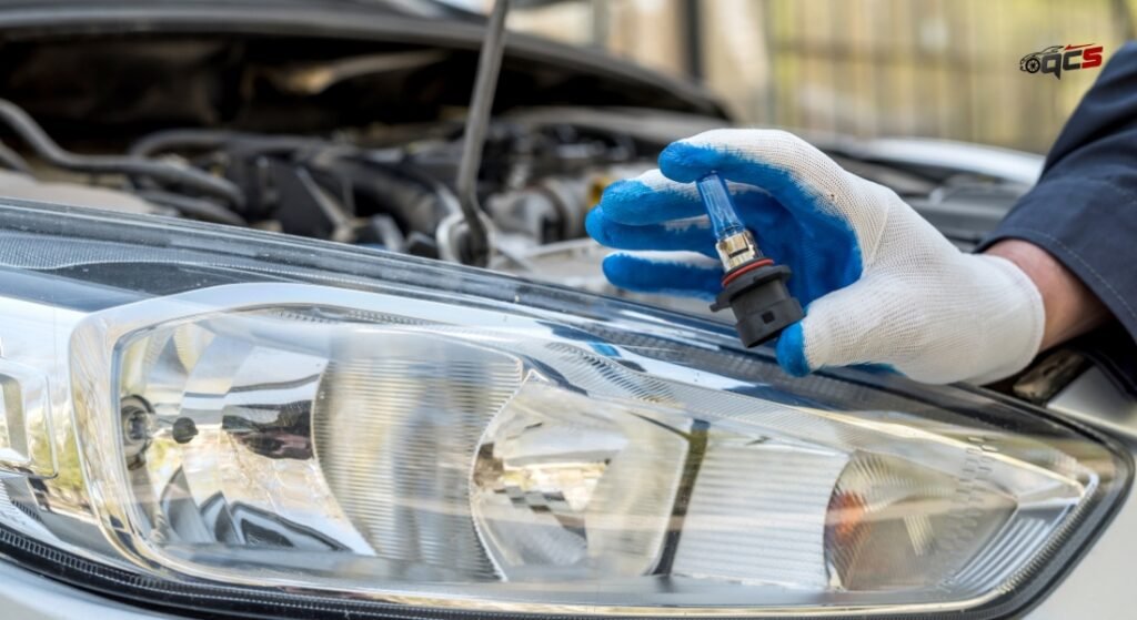 image of an hand grab an Halogens Headlight bulb