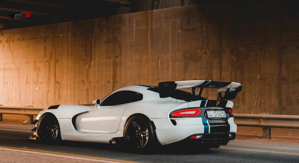 Fully customized white Dodge viper