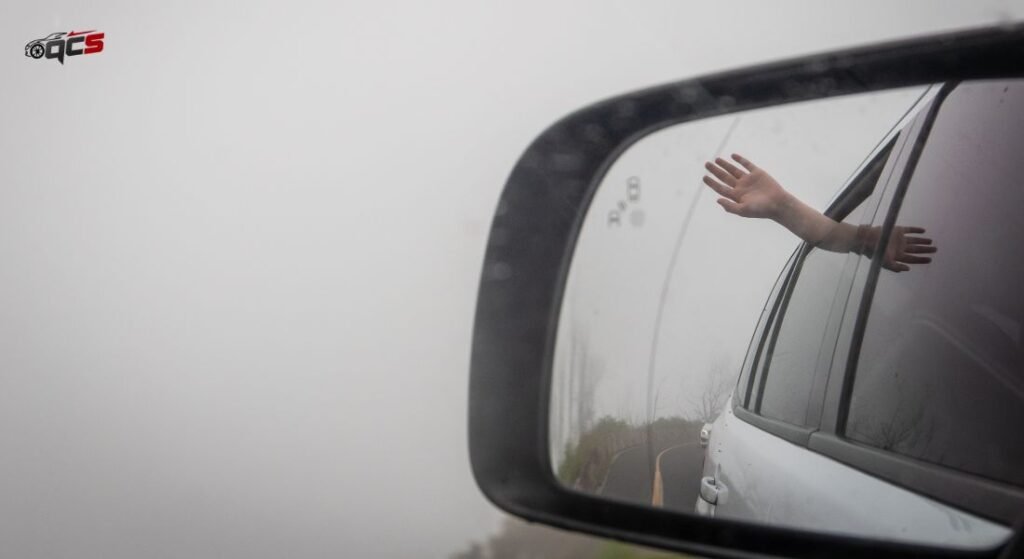 View of cloudy area from an side mirror