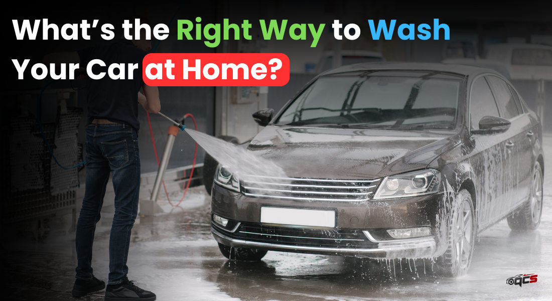 Person washing a car